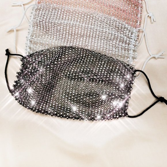 LAST 1 -PINK Rhinestone Bling Mask Cover - Picture 2 of 4